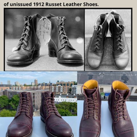 Caswell 1912 Russet Marching Shoe Reproduction in Horween Color 8 Aspen Horsefront