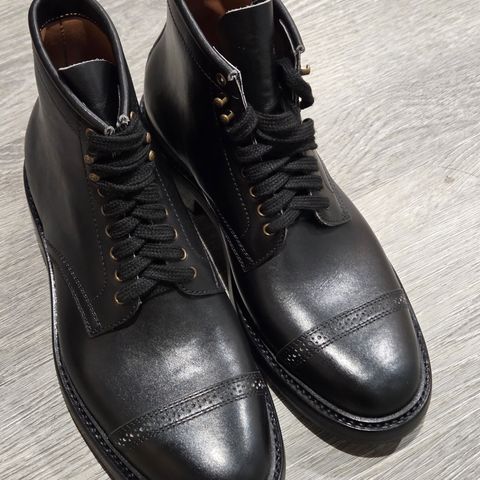 Flame Panda Brogue Cap Toe Service Boot in German Calfskin