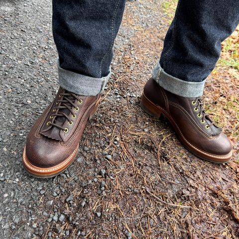 John Lofgren Donkey Puncher Boots in Ezo Shika Deerskin Burnt Dark Brown