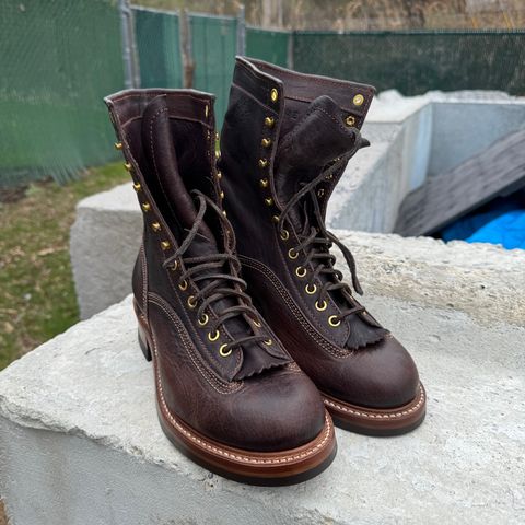 John Lofgren Donkey Puncher Boots in Ezo Shika Deerskin Burnt Dark Brown