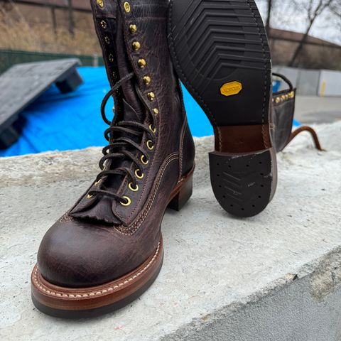 John Lofgren Donkey Puncher Boots in Ezo Shika Deerskin Burnt Dark Brown