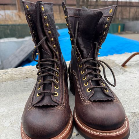 John Lofgren Donkey Puncher Boots in Ezo Shika Deerskin Burnt Dark Brown