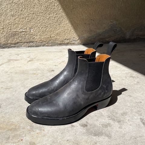 Briselblack The Seventh Chelsea Boot in Maryam Black Waxed Reverse Horsebutt