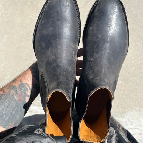 Briselblack The Seventh Chelsea Boot in Maryam Black Waxed Reverse Horsebutt