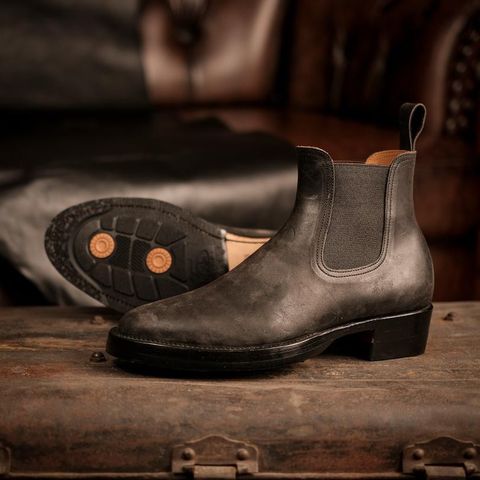 Briselblack The Seventh Chelsea Boot in Maryam Black Waxed Reverse Horsebutt