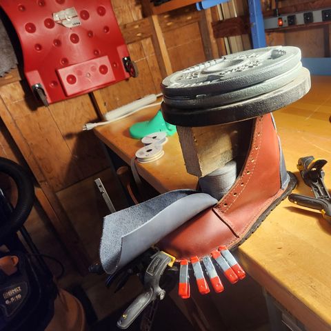 DIY Barefoot Boot in Blue Mt. Majesty Oil Tan & Light Burgundy Wildfire, Summits Edge
