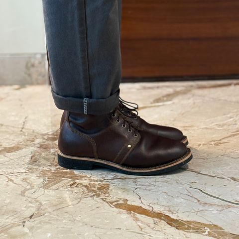Craft & Glory Prototype Service Boot in Horween Cinnamon Waxed Flesh