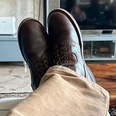 Craft & Glory Prototype Service Boot in Horween Cinnamon Waxed Flesh