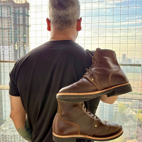 Craft & Glory Prototype Service Boot in Horween Cinnamon Waxed Flesh