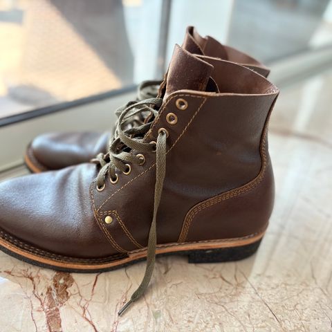 Craft & Glory Prototype Service Boot in Horween Cinnamon Waxed Flesh