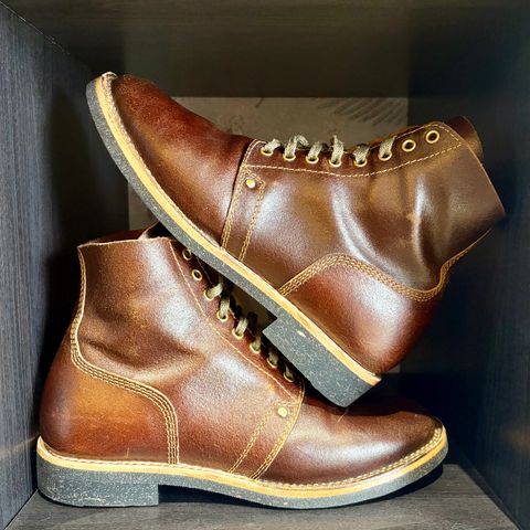 Craft & Glory Prototype Service Boot in Horween Cinnamon Waxed Flesh