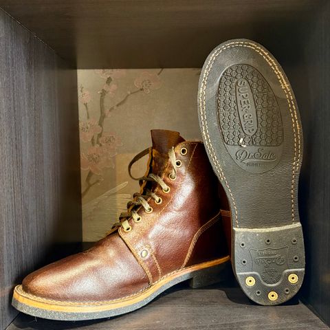 Craft & Glory Prototype Service Boot in Horween Cinnamon Waxed Flesh