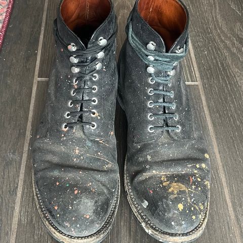 Grant Stone Edward Boot in C.F. Stead Black Waxy Commander Suede