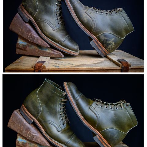 Viberg Service Boot in Horween Olive Chromepak