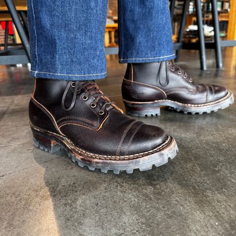 White's Okanogan in Horween Dark Brown Waxed Flesh