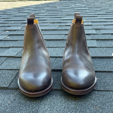 Meermin Wholecut Chelsea Boot in Brown Waxy Calf