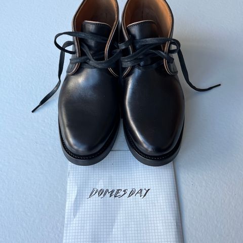 Flame Panda Chukkas in Maryam Natural Horsebutt Overdyed Brown then Black