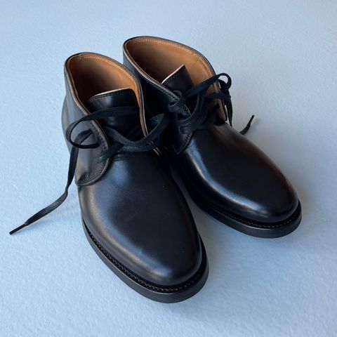 Flame Panda Chukkas in Maryam Natural Horsebutt Overdyed Brown then Black
