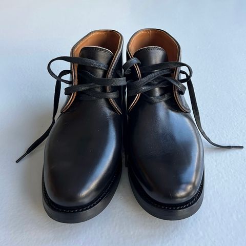 Flame Panda Chukkas in Maryam Natural Horsebutt Overdyed Brown then Black
