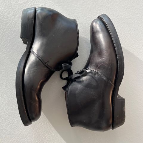 Flame Panda Chukkas in Maryam Natural Horsebutt Overdyed Brown then Black