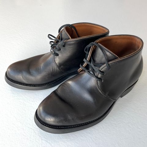 Flame Panda Chukkas in Maryam Natural Horsebutt Overdyed Brown then Black