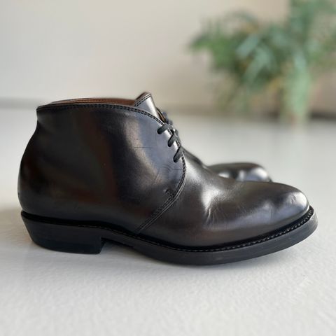 Flame Panda Chukkas in Maryam Natural Horsebutt Overdyed Brown then Black