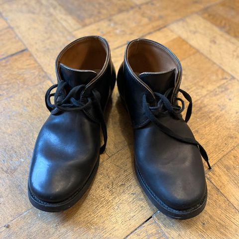 Flame Panda Chukkas in Maryam Natural Horsebutt Overdyed Brown then Black