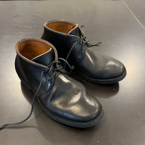 Flame Panda Chukkas in Maryam Natural Horsebutt Overdyed Brown then Black