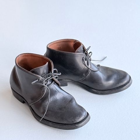 Flame Panda Chukkas in Maryam Natural Horsebutt Overdyed Brown then Black