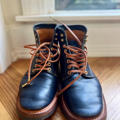 Y'2 Leather Work Boot in Indigo Horsehide