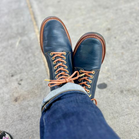 Y'2 Leather Work Boot in Indigo Horsehide