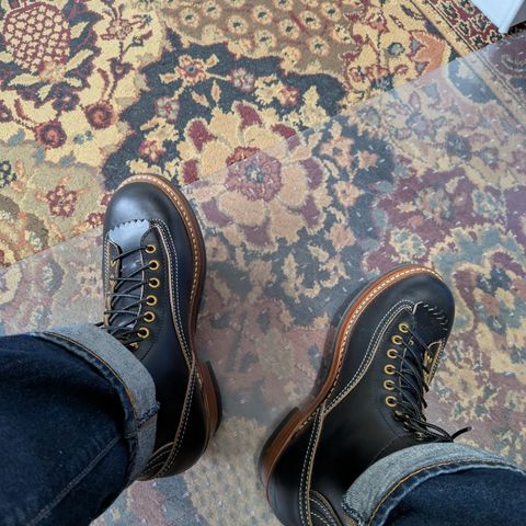 View photo of John Lofgren Donkey Puncher Boots in Horween Black Chromexcel