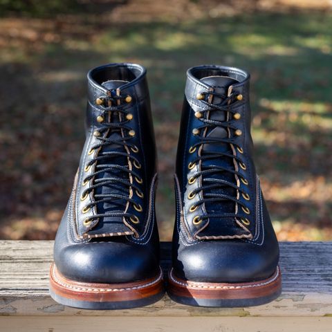 View photo of John Lofgren Donkey Puncher Boots in Horween Black Chromexcel