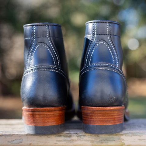 View photo of John Lofgren Donkey Puncher Boots in Horween Black Chromexcel