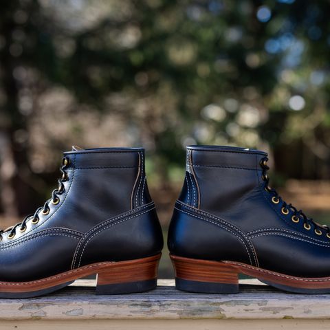 View photo of John Lofgren Donkey Puncher Boots in Horween Black Chromexcel