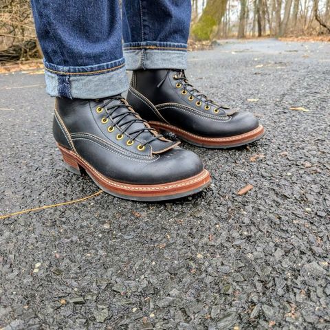 View photo of John Lofgren Donkey Puncher Boots in Horween Black Chromexcel