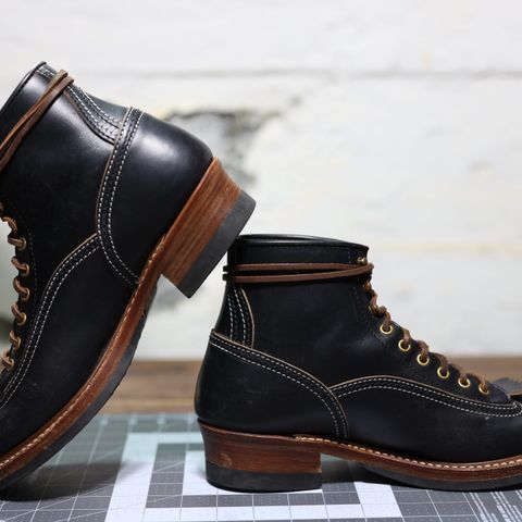 View photo of John Lofgren Donkey Puncher Boots in Horween Black Chromexcel