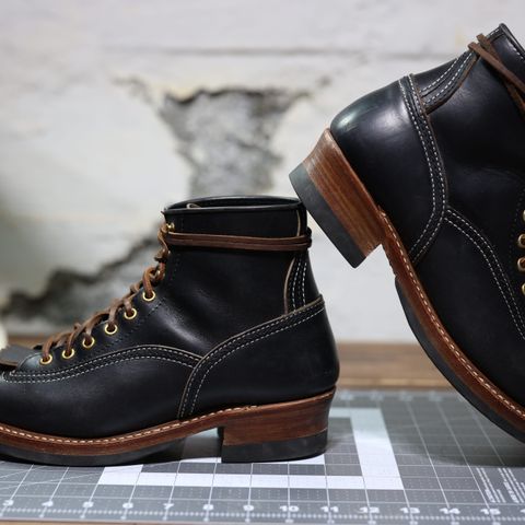 View photo of John Lofgren Donkey Puncher Boots in Horween Black Chromexcel