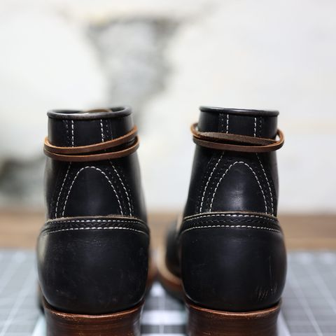 View photo of John Lofgren Donkey Puncher Boots in Horween Black Chromexcel