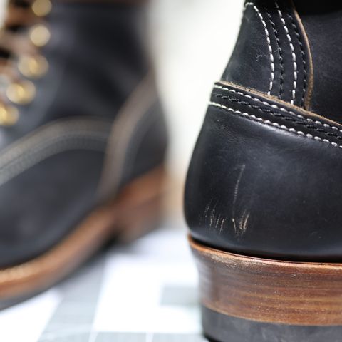 View photo of John Lofgren Donkey Puncher Boots in Horween Black Chromexcel