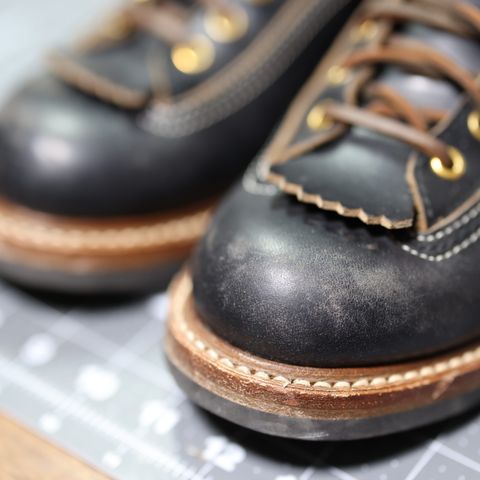 View photo of John Lofgren Donkey Puncher Boots in Horween Black Chromexcel