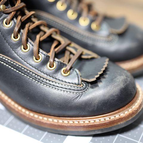 View photo of John Lofgren Donkey Puncher Boots in Horween Black Chromexcel