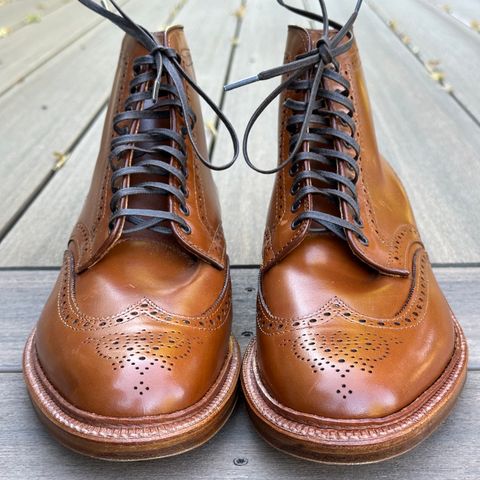 View photo of Alden Short Wing Boot in Dark Tan Calfskin