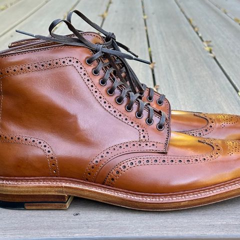 View photo of Alden Short Wing Boot in Dark Tan Calfskin