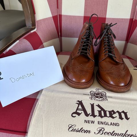 View photo of Alden Short Wing Boot in Dark Tan Calfskin