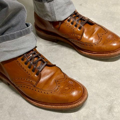 View photo of Alden Short Wing Boot in Dark Tan Calfskin