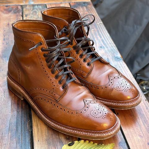 View photo of Alden Short Wing Boot in Dark Tan Calfskin