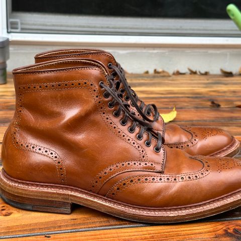 View photo of Alden Short Wing Boot in Dark Tan Calfskin