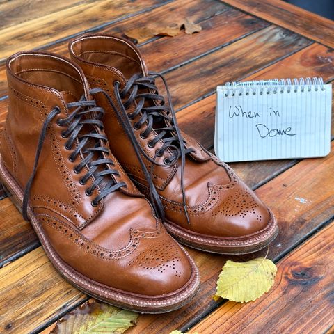 View photo of Alden Short Wing Boot in Dark Tan Calfskin