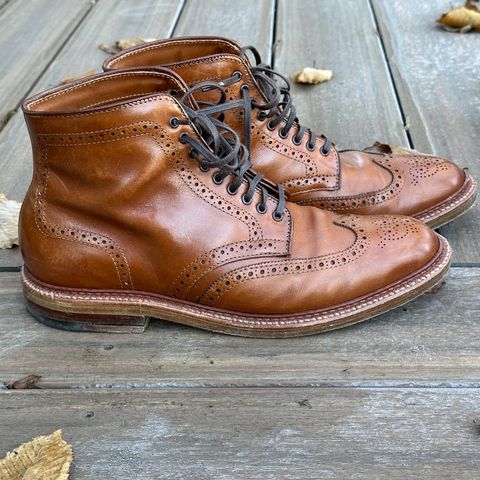 View photo of Alden Short Wing Boot in Dark Tan Calfskin